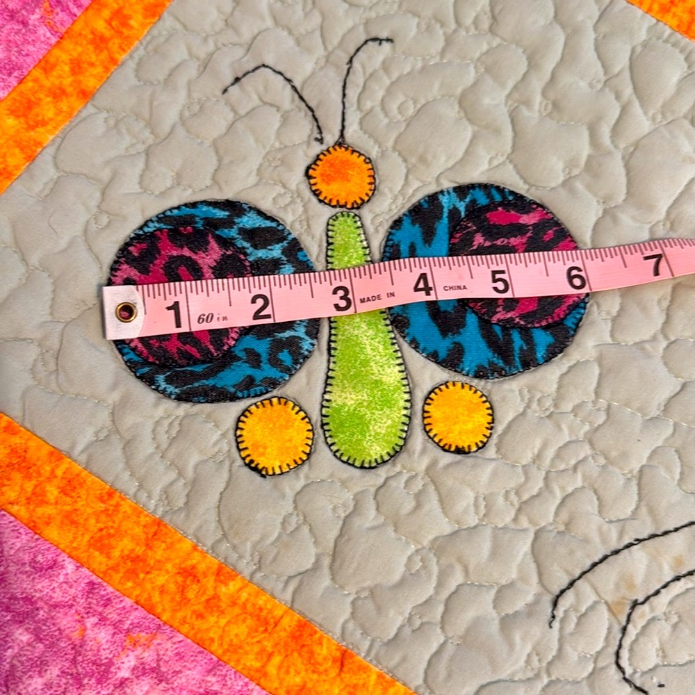 Hand Made Quilted Table Runner/ Topper /Mat ~ Multi Color Butterflies - Picture 6 of 7